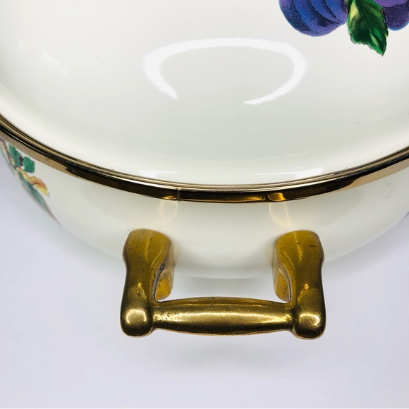 KENSINGTON Pot Tabletops Unlimited Fruits 4 Quart Brass Gold Knot Handle Trim - Picture 8 of 11